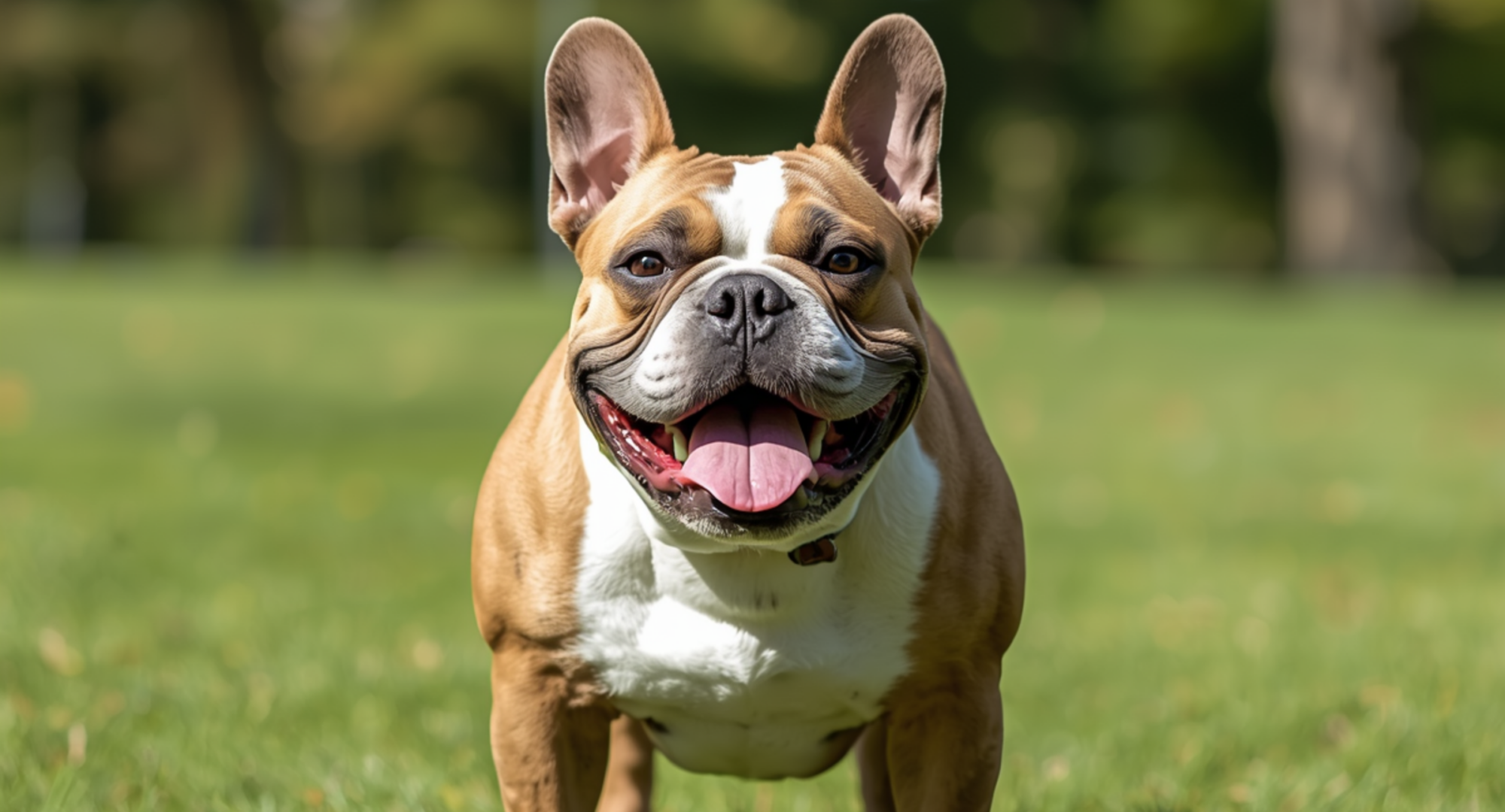 french bulldog standing out in a field of grass