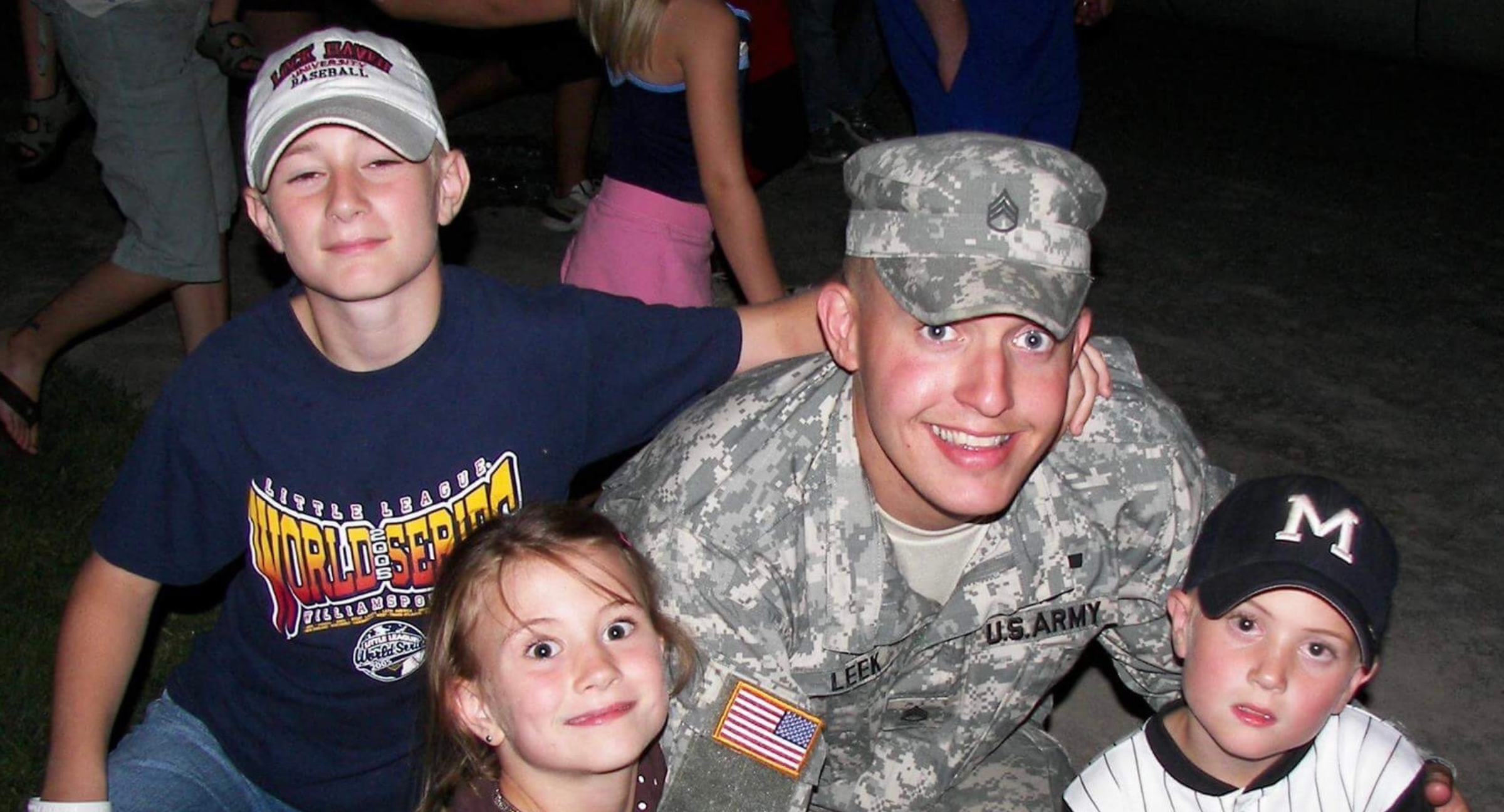 SSG Leek and his 3 children