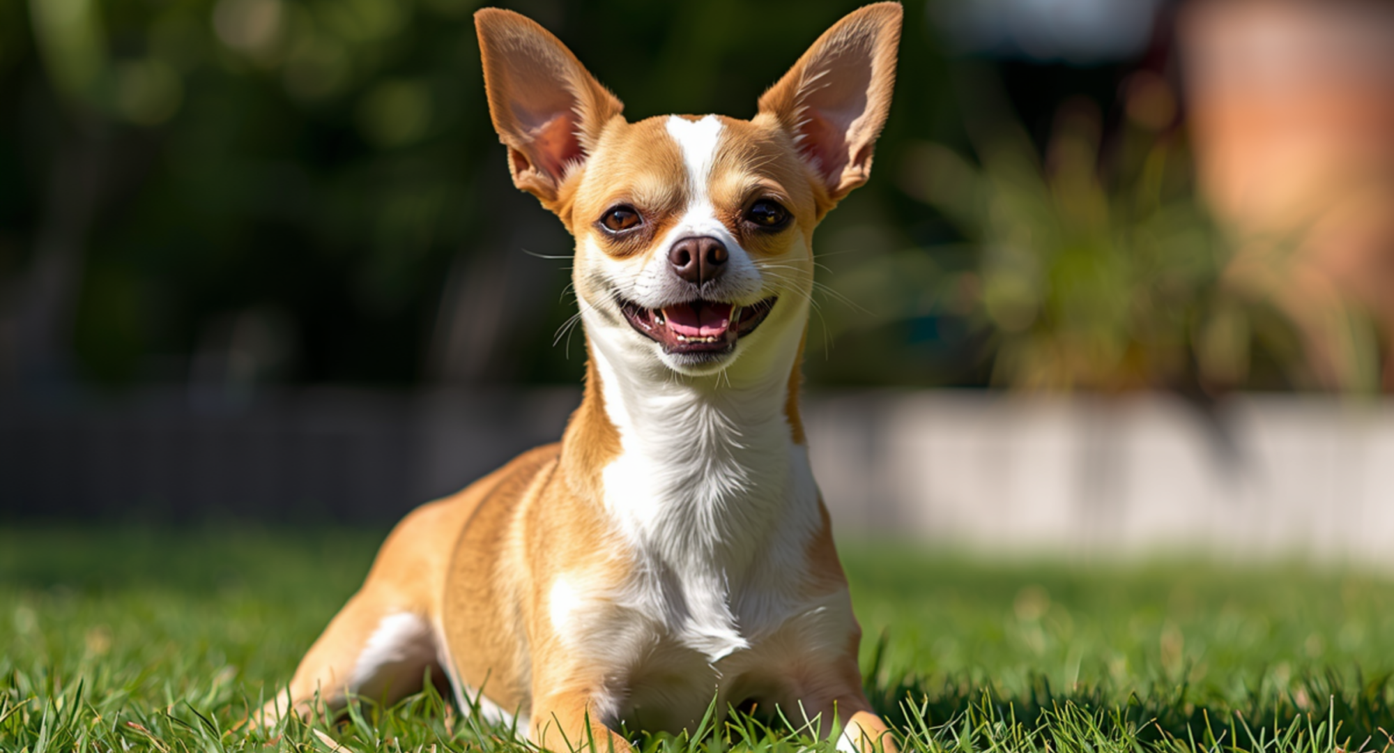Chihuahua sitting in the grass 